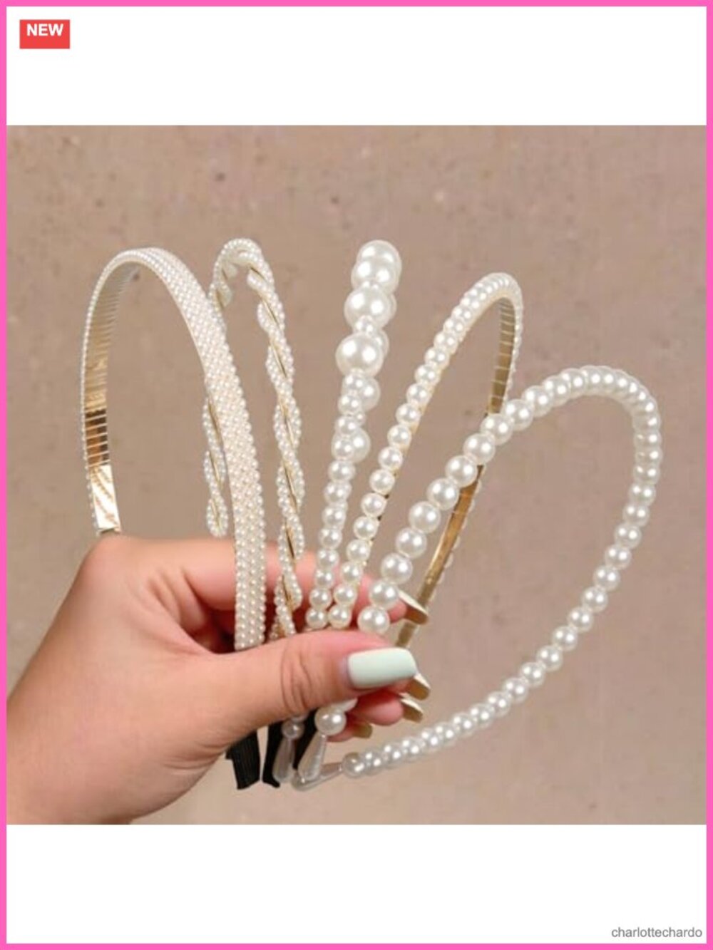 5 Pc Pearl Headbands Non Slip Bridal Hair Accessories Wedding Party Set